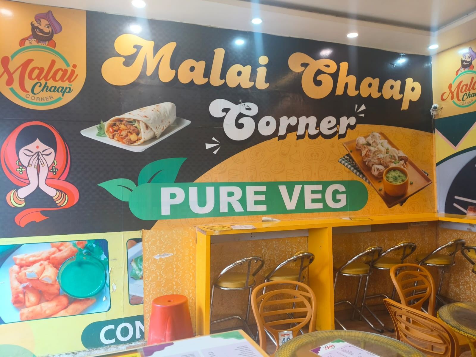 Malai Chaap Corner branded wall interior